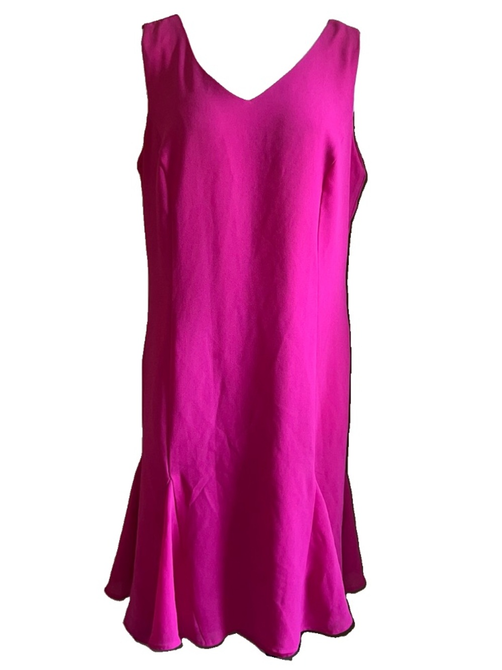 Julian Taylor Vibrant Fuchsia Sleeveless V-Neck Midi Dress, Size 16